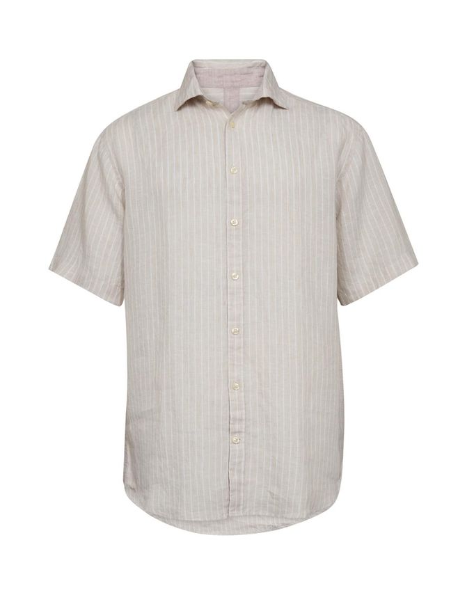 Gino Marcello Linen Cotton Striped SS Shirt