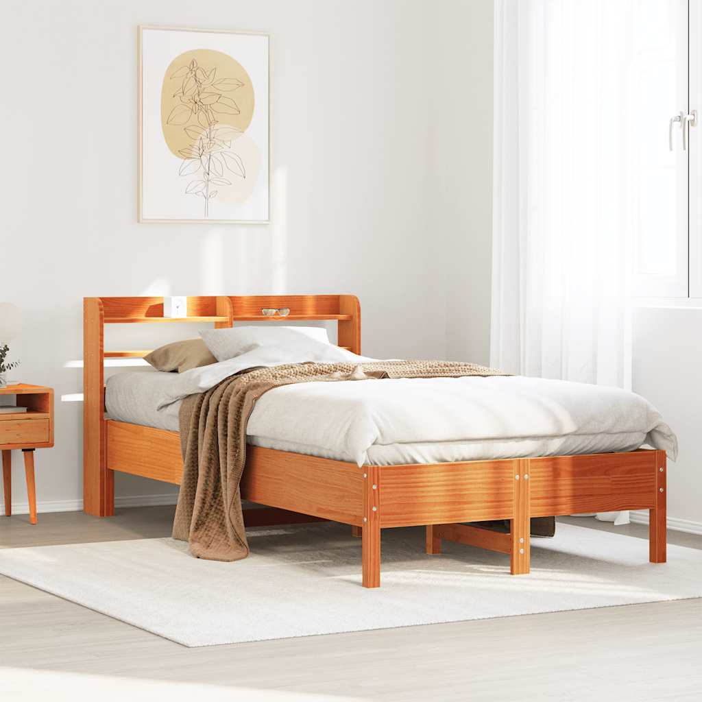 vidaXL Sänky ilman patjaa vahanruskea 100x200 cm täysi mänty