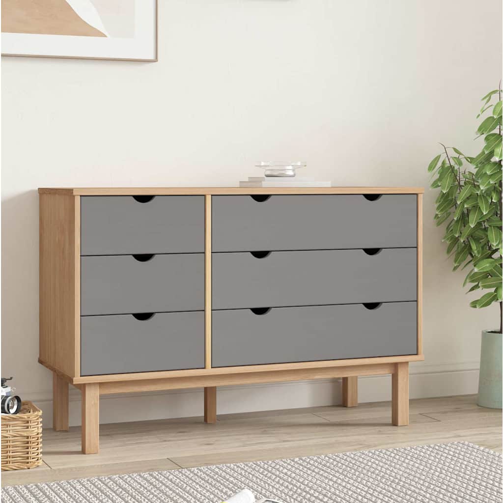 vidaXL Lipasto OTTA ruskea ja harmaa 111x43x73,5 cm