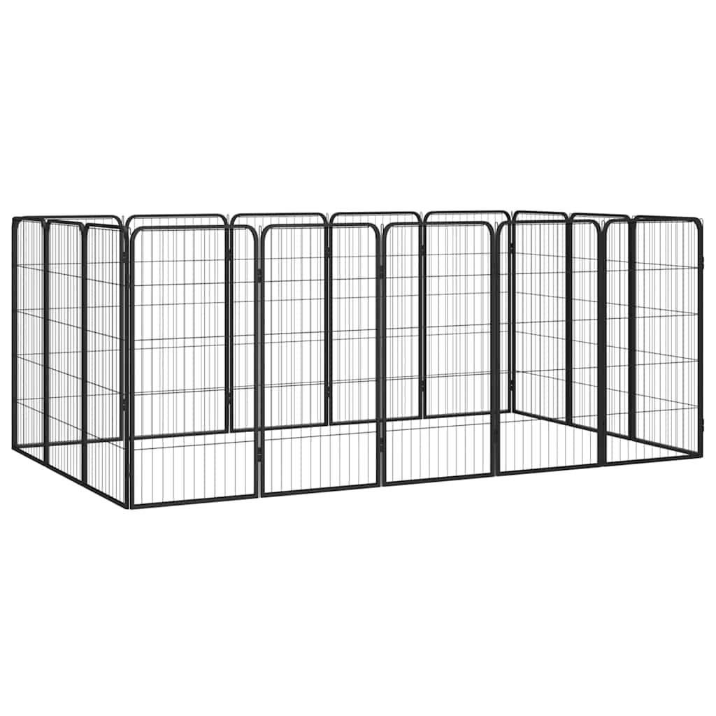 vidaXL Koiranhäkki 16 paneelia musta 50x100 cm