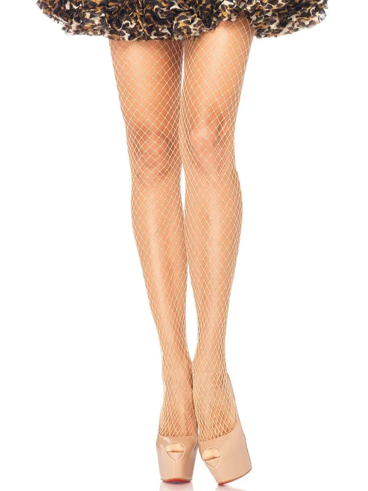 Elastane Industrial Fishnet Pantyhose Nude O/S