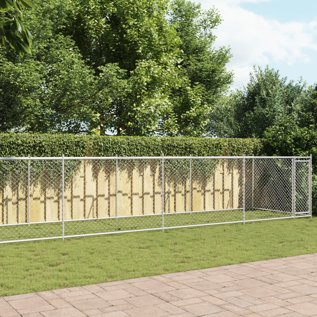 vidaXL Koiranhäkki ovella harmaa 10x2x1,5 m